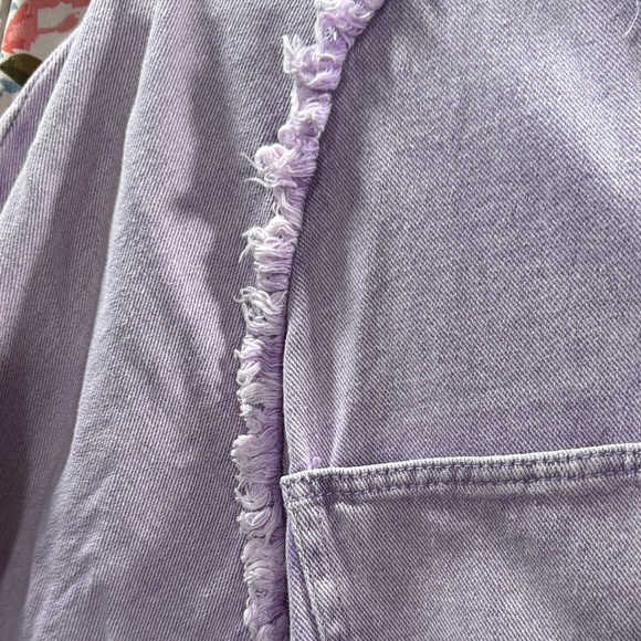 POL Lavender Frayed Denim Shirt - Picture 5 of 5